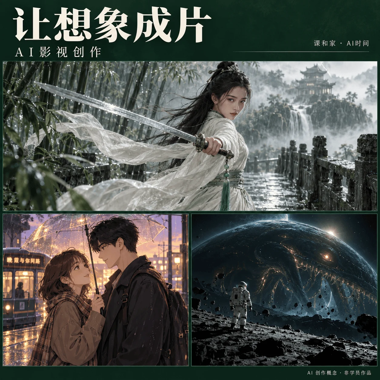让想象成片:武侠、爱情漫画与宇宙悬疑创作概念图