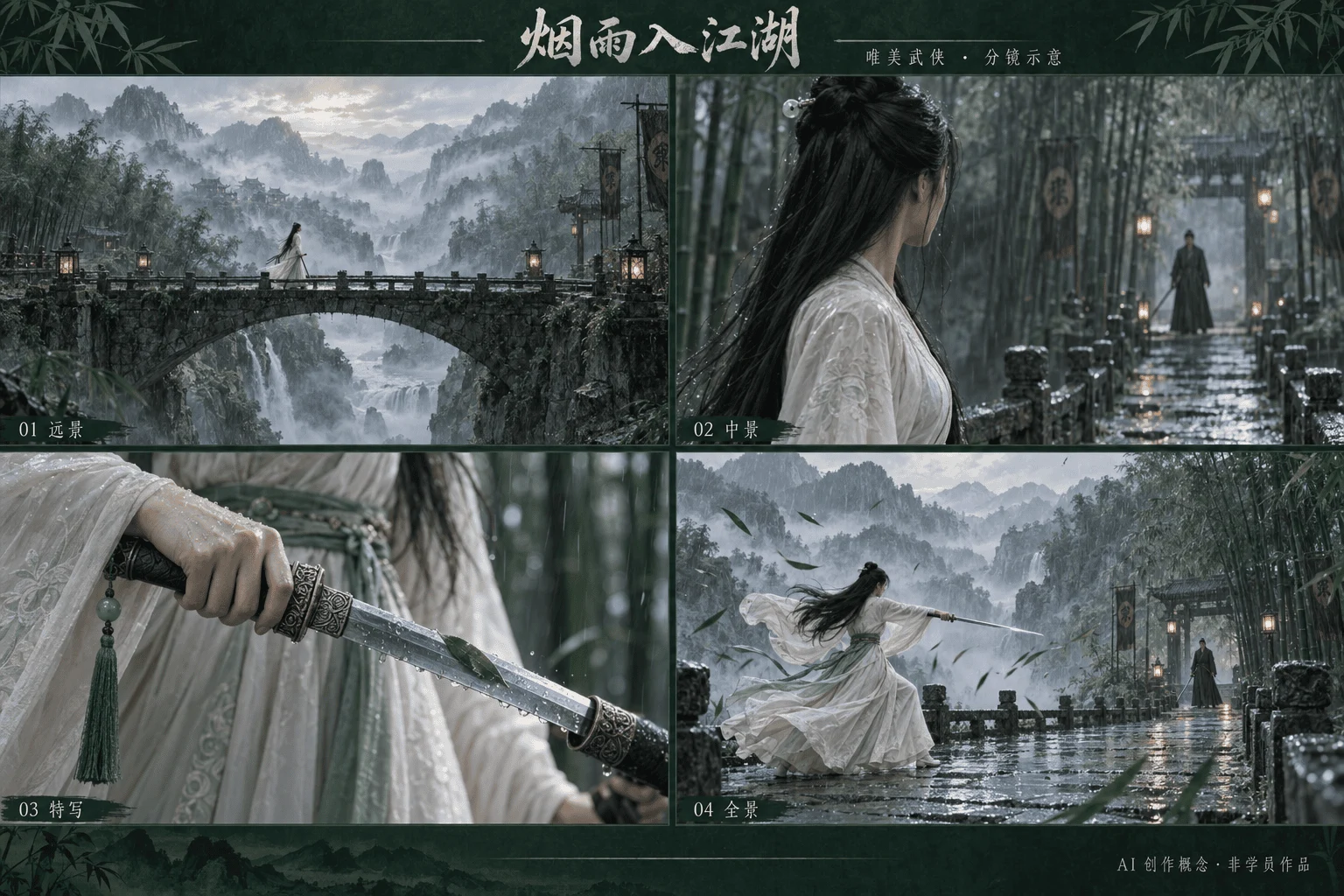 烟雨入江湖：唯美武侠四镜分镜示意